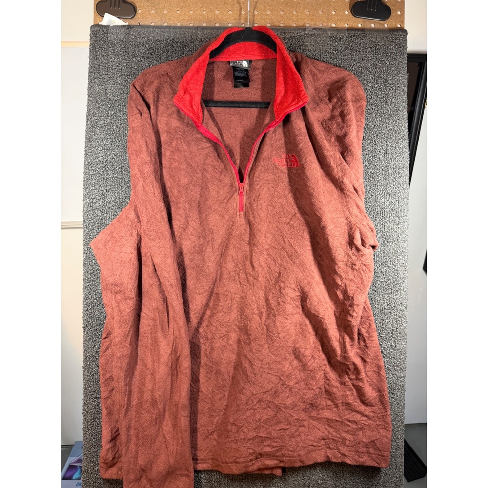 The North Face Fleece Pullover Mens XL Rust Orange Quarter Zip TKA 100 Logo